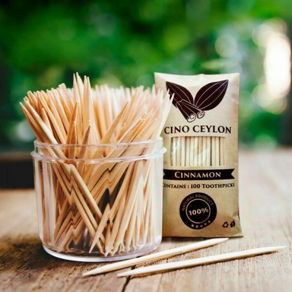 Get 100 Premium Quality Ceylon Natural Cinnamon Toothpicks - 100 Count